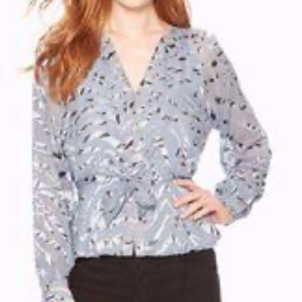 Spring is in the air with this Parker Bluish/ Gray zebra Patterned Blouse